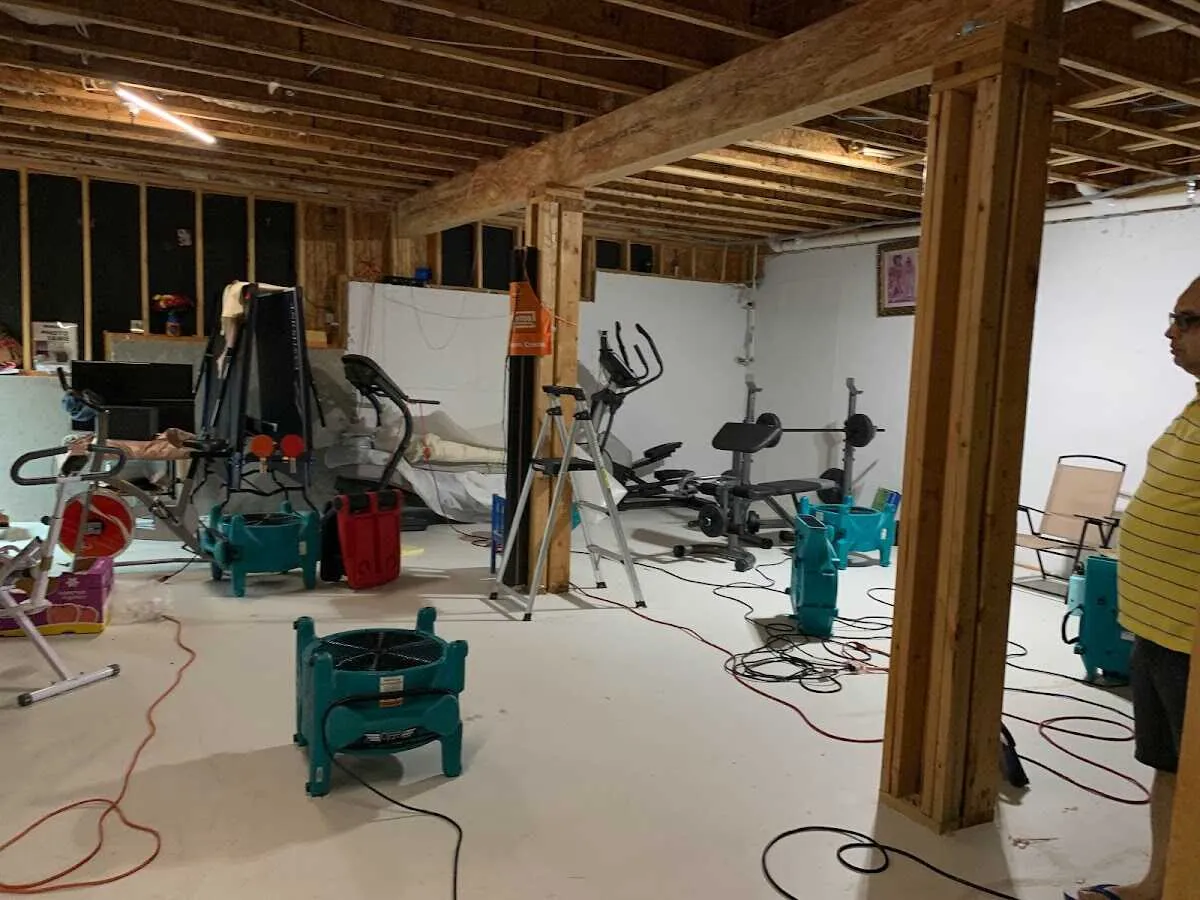 Basement drying equipment setup for Contents Cleaning & Restoration in Dentsville